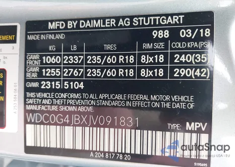 2018 Mercedes-Benz Glc 300 from USA, damaged, VIN WDC0G4JBXJV091831